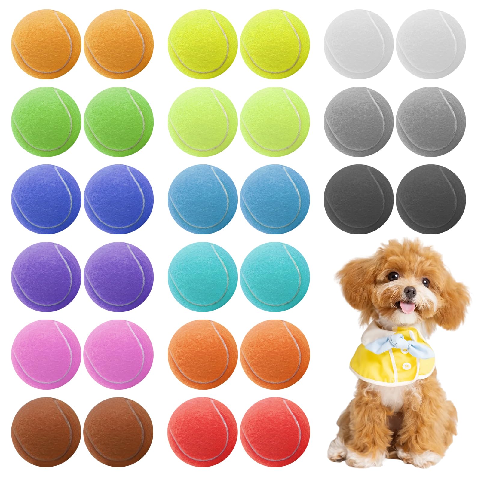 30 Pcs Dog Tennis Balls Bulk 2 5 Inch Training Tennis Ball Pet Playing Ball Colored Mini Pet