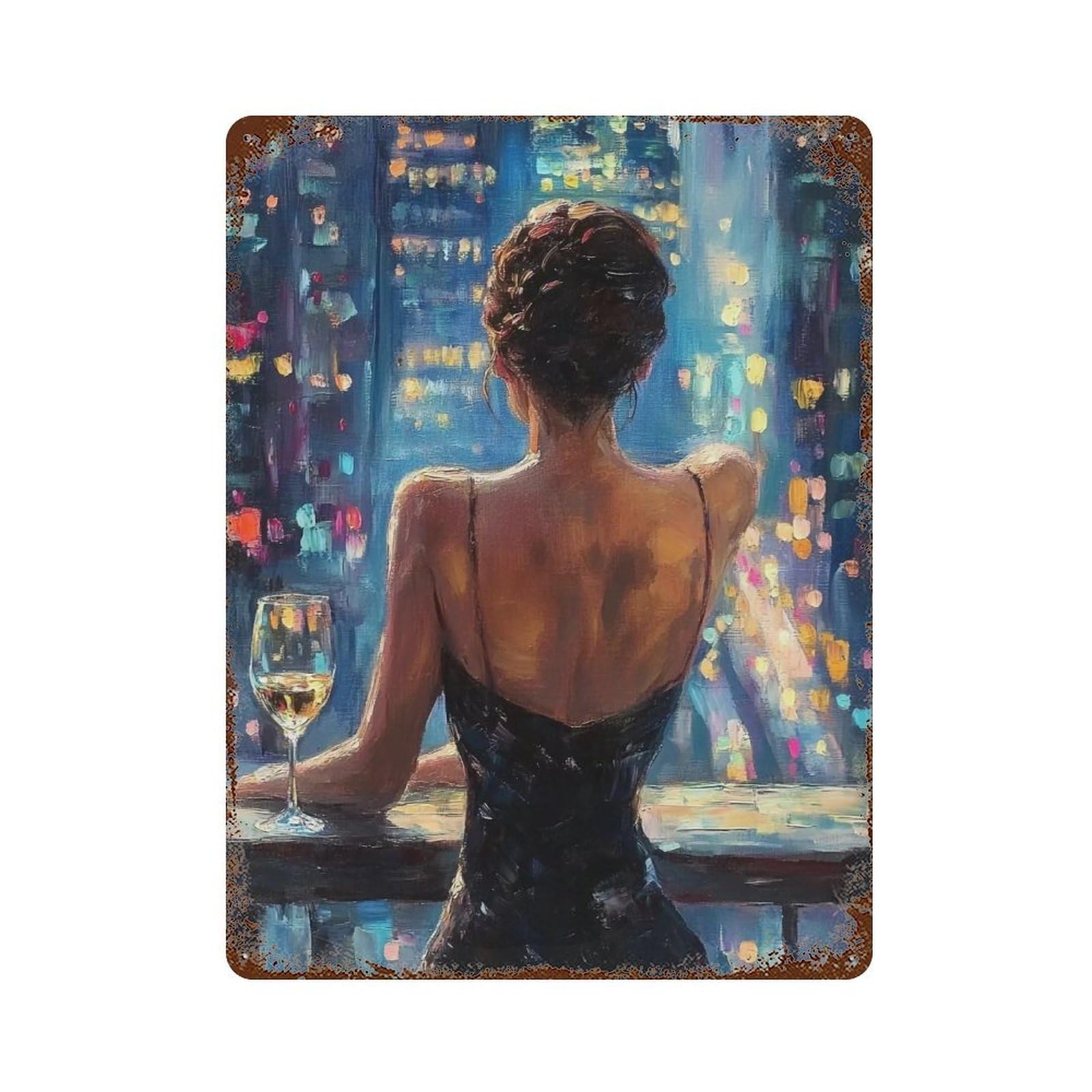 YHGERTKU Charming Night Beauty 01 Wall Art Retro Iron Vintage Metal Tin Sign Poster Modern Decor for Living Rooms Gift 40x30cm