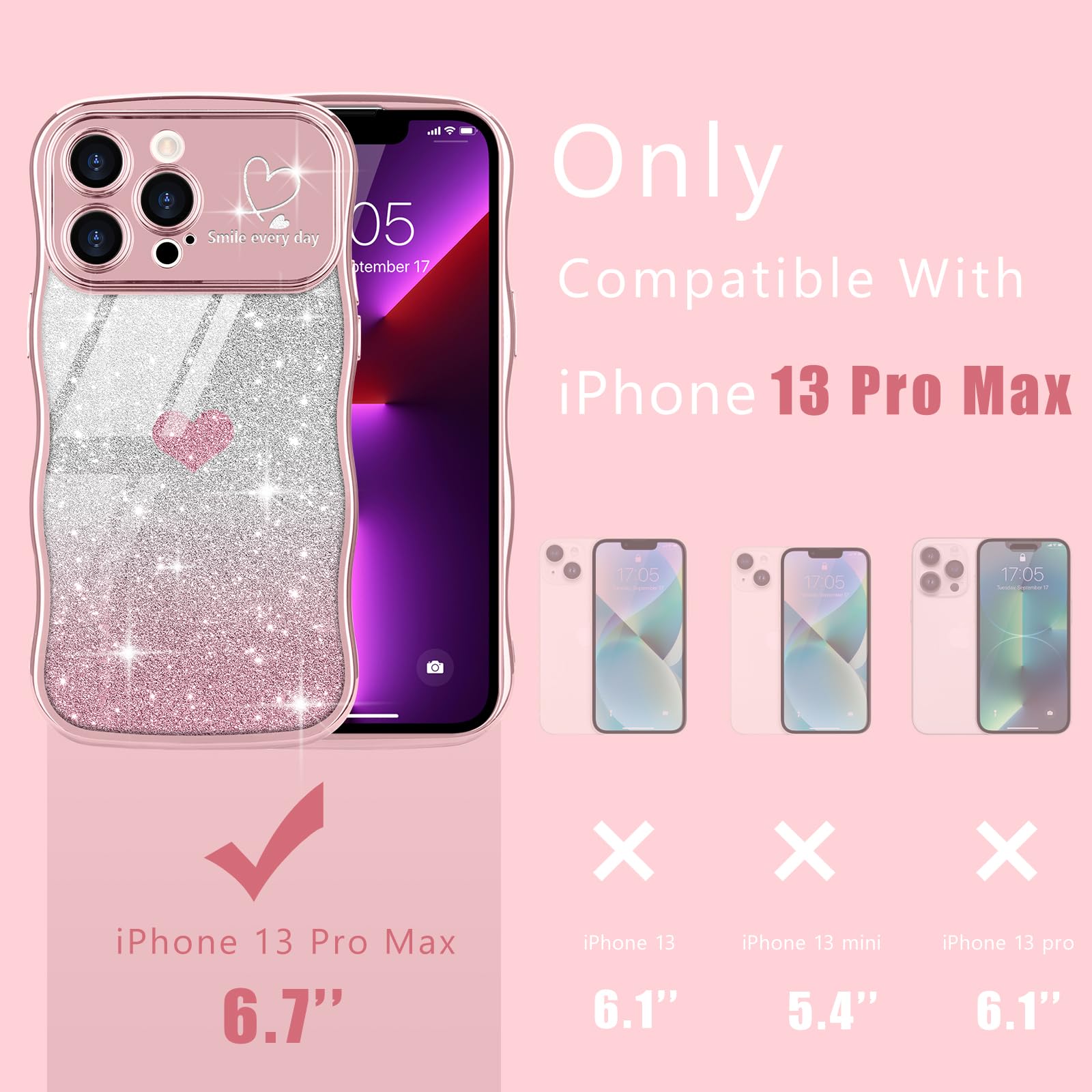 Teageo Cute Heart Pattern Curly Phone Case for iPhone 13 Pro Max - Image 2