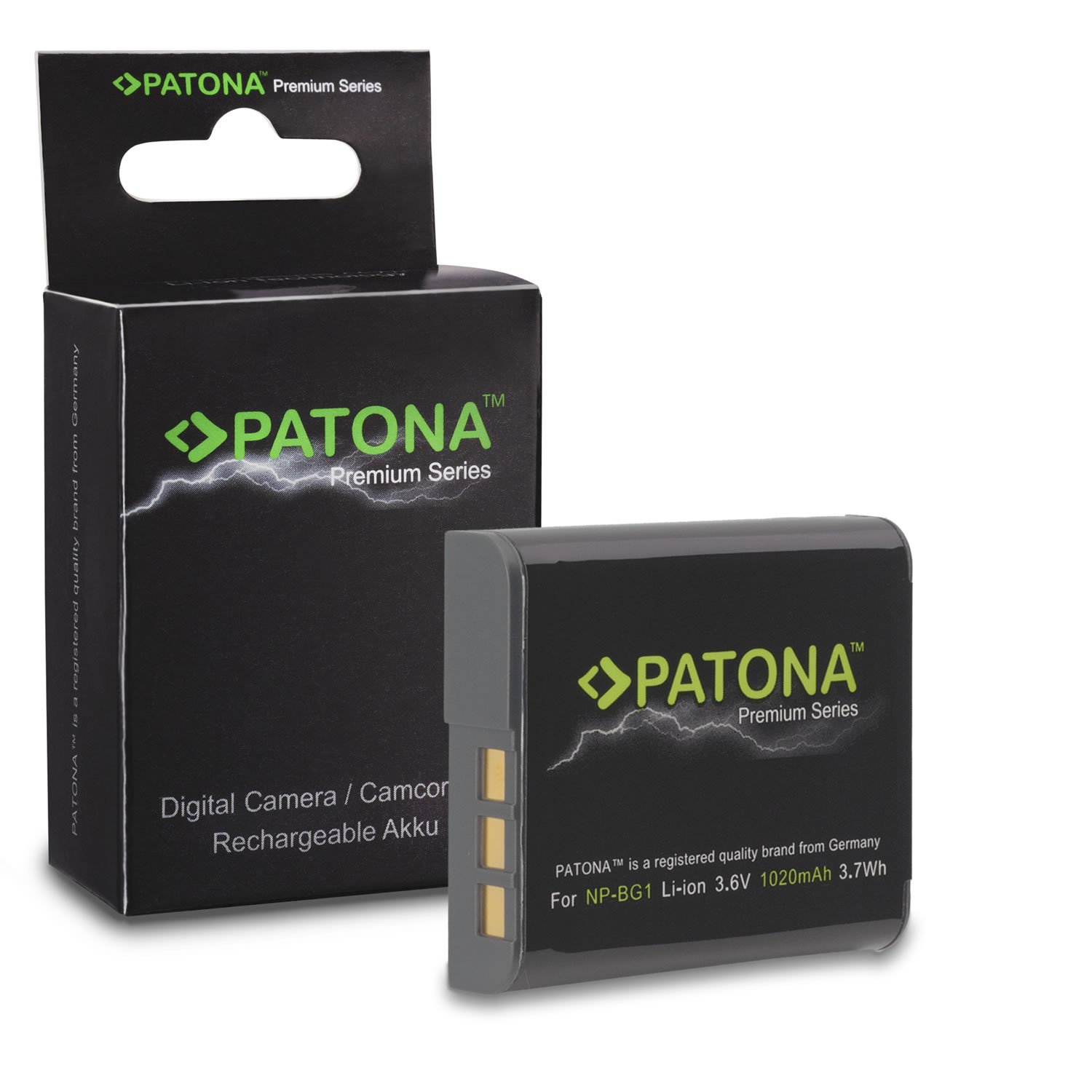 PATONA PREMIUM NP-BG1 Batteria 1020mAh compatibile con Sony CyberShot DSC H3 H7 H9 H10 H20 H50 H55 H70 H90 N1 N2 T20 T25 T100 W30 W35 W50 W55 W70 W80 W85 DSC-HX5 HX5V HX30V WX1 NPBG1 NP BG1