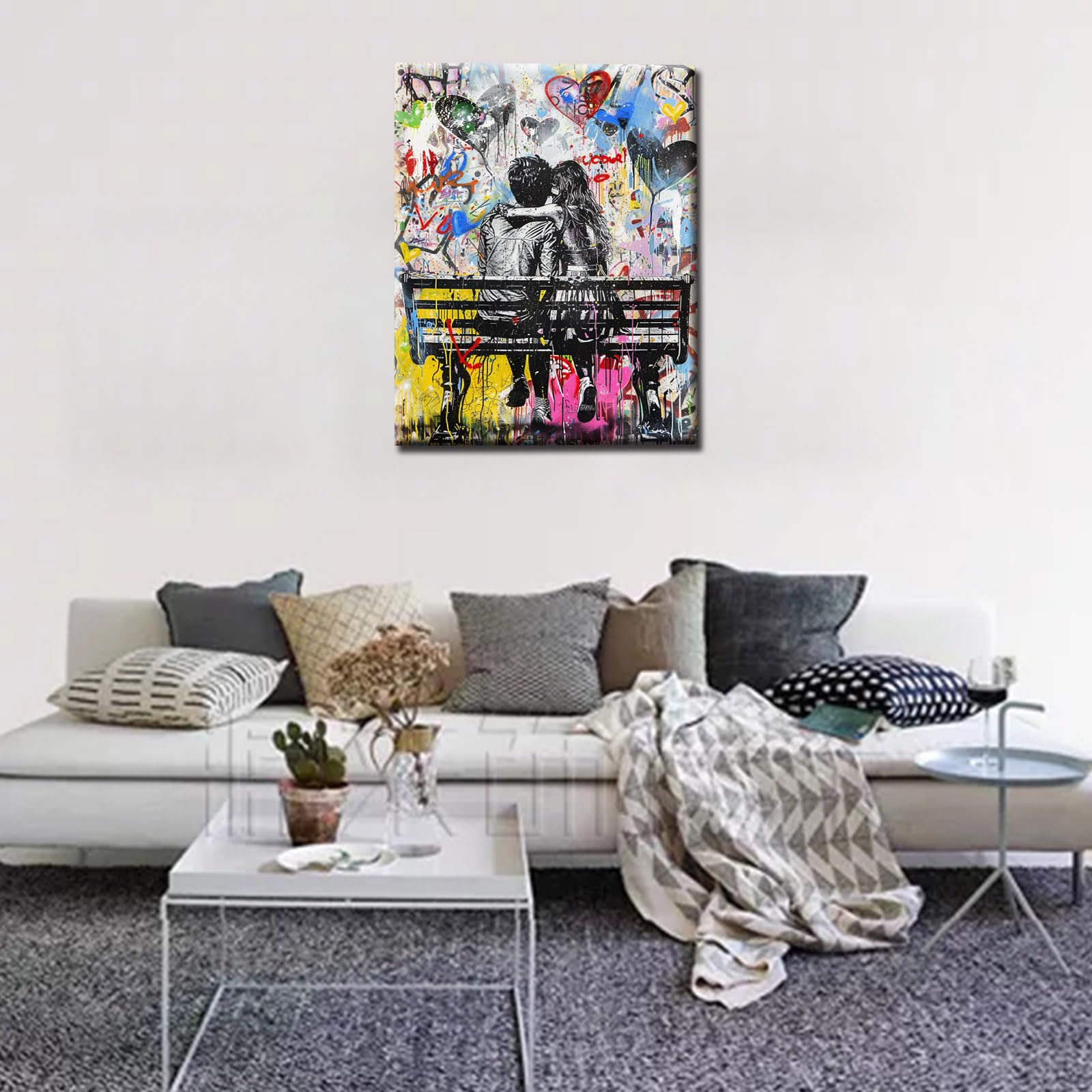 Tucocoo Graffiti Wall Pictures for Bedroom Banksy Couple, Love Painting, 1 Panel, Canvas, Street Pop Art, Abstract Artwork - Image 4