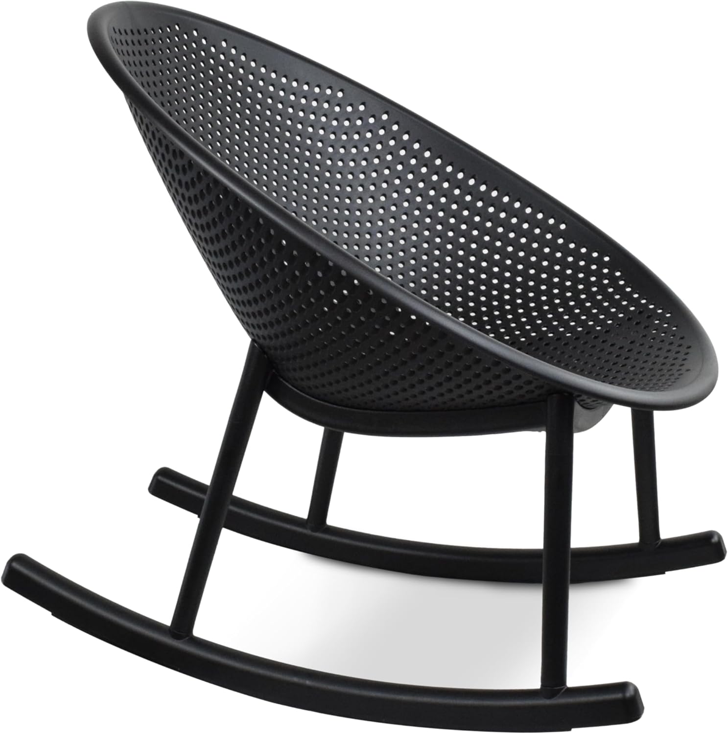 2xhome Patio Rocking Chair | Oval Egg Shaped Lounge Rocker | All Weather Plastic | Modern Accent Side Chair for Indoor or Outdoor Use, Black, Single, Set of 1