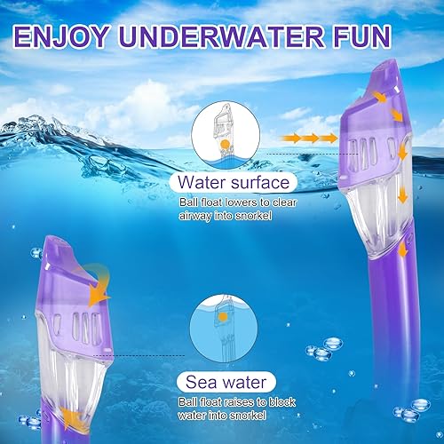 Miniatura 5 de Snorkeling Gear for Adults, Mask Fins Snorkel Set, Panoramic View Diving Mask Anti-Fog, Anti-Leak, Dry Top Snorkel and Dive Flippers with Travel Bag