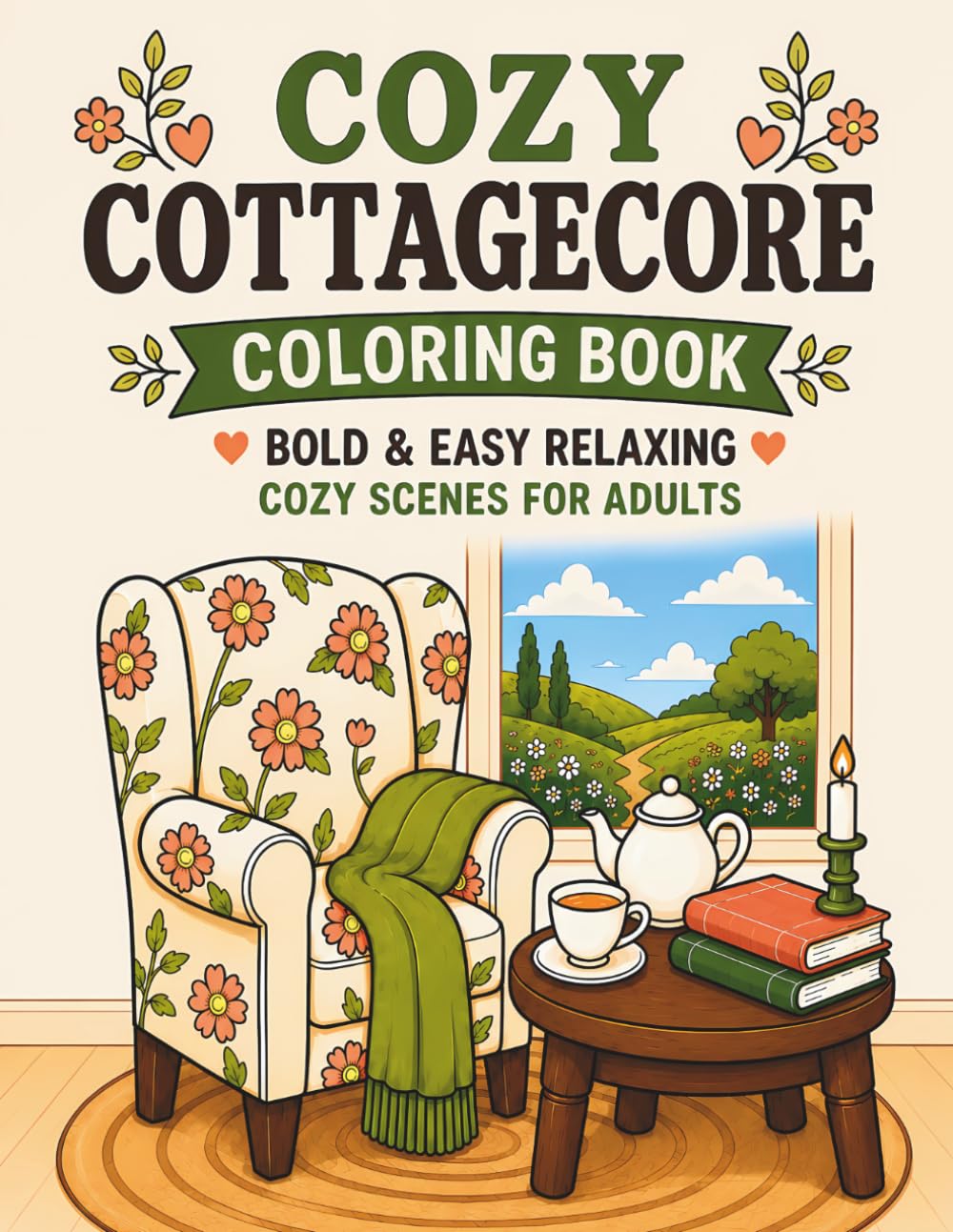 Cozy Cottagecore Coloring Book: Bold & Easy Relaxing Cozy Scenes for Adults