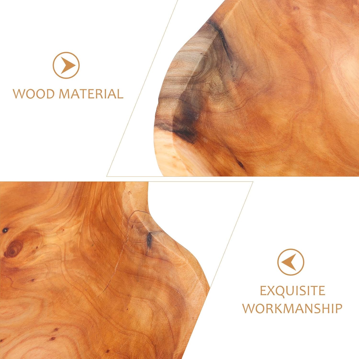 Wooden Fruit Bowl Root Carving Natural Solid Wood Fruit Tray 30-34cm Diameter Random Shape Snack Serving Container for Kitchen and Dining