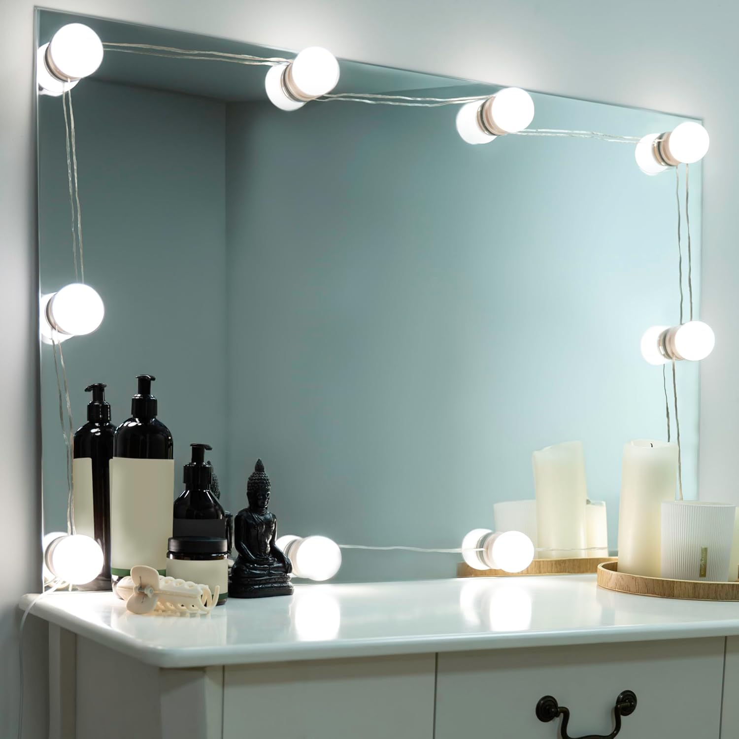 Fizz Creations Hollywood Vanity String Lights 10 Dimmable Light Bulbs. USB Powered. 4.5m Total Length. 3 Colour Modes. Hollywood Mirror with Lights Hollywood Vanity Mirror with Lights