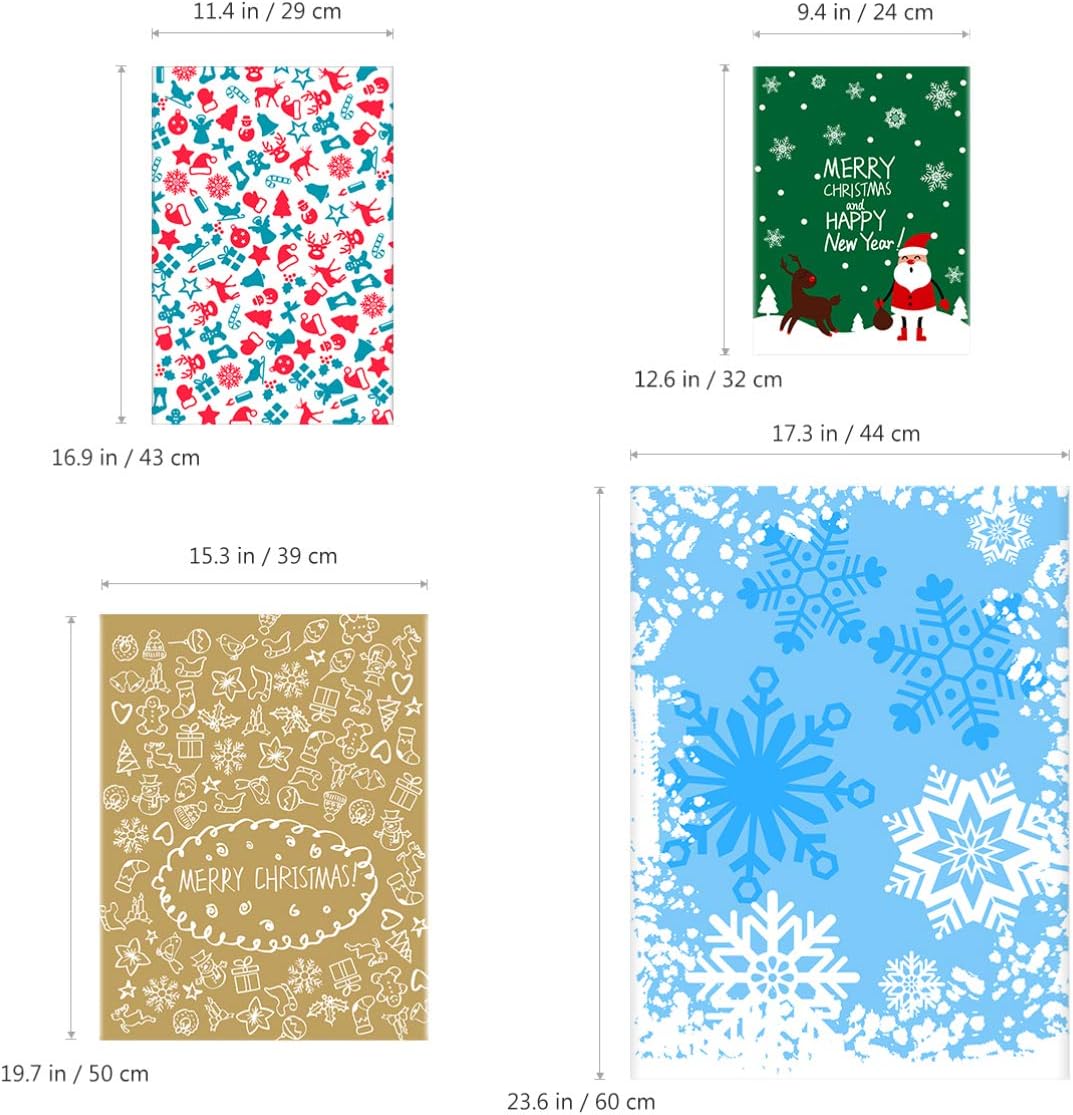 Amosfun Christmas Goody Bags Holiday Treats Bags Christmas Party Favor Bags with Ribbon Ties 30pcs (4 Sizes)