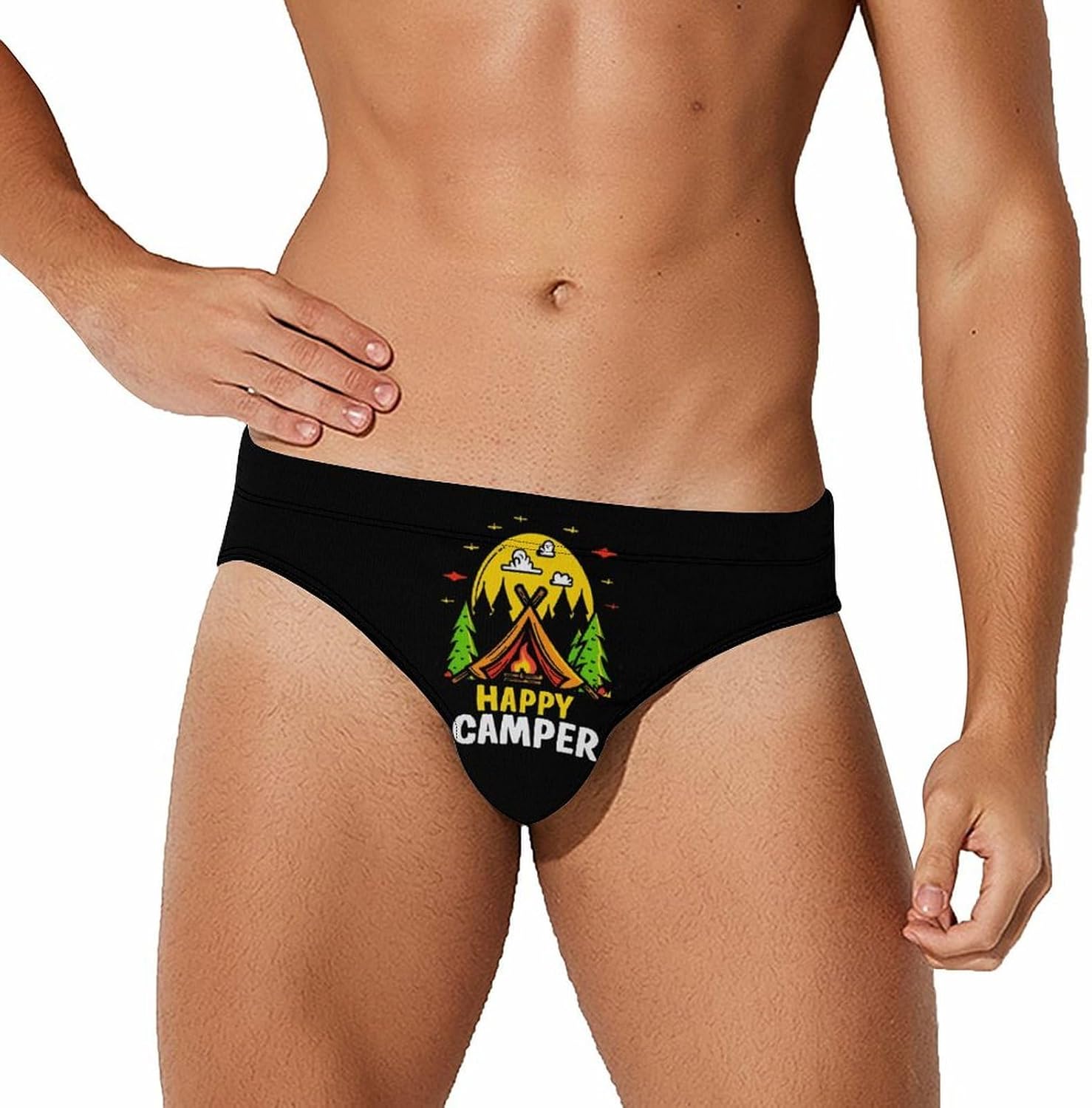 Happy Camping Novelty Men's Brief Swimwear Pants Swimming Trunks Beach Shorts Underwear