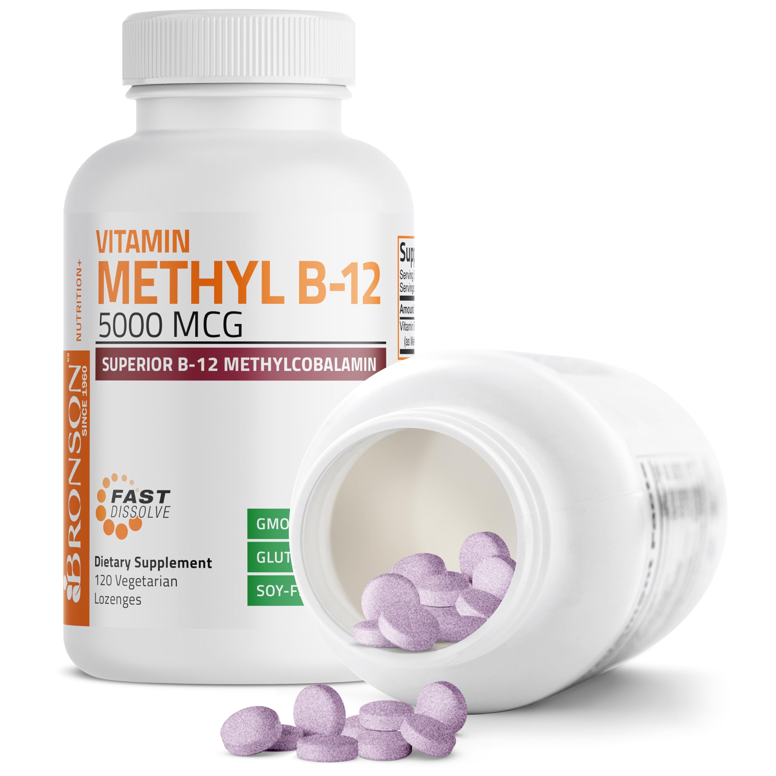 Bronson Methyl B12 5000 mcg Methylcobalamin Sublingual, 120 Lozenges — Amazon image 4