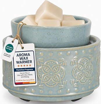 mocosa Ceramic Wax Warmer Wax Melt Warmer for Scented 3-1 Electric Candle Warmer Home Fragrance Wax Burner for Mom WomenBlack-Fan Shaped