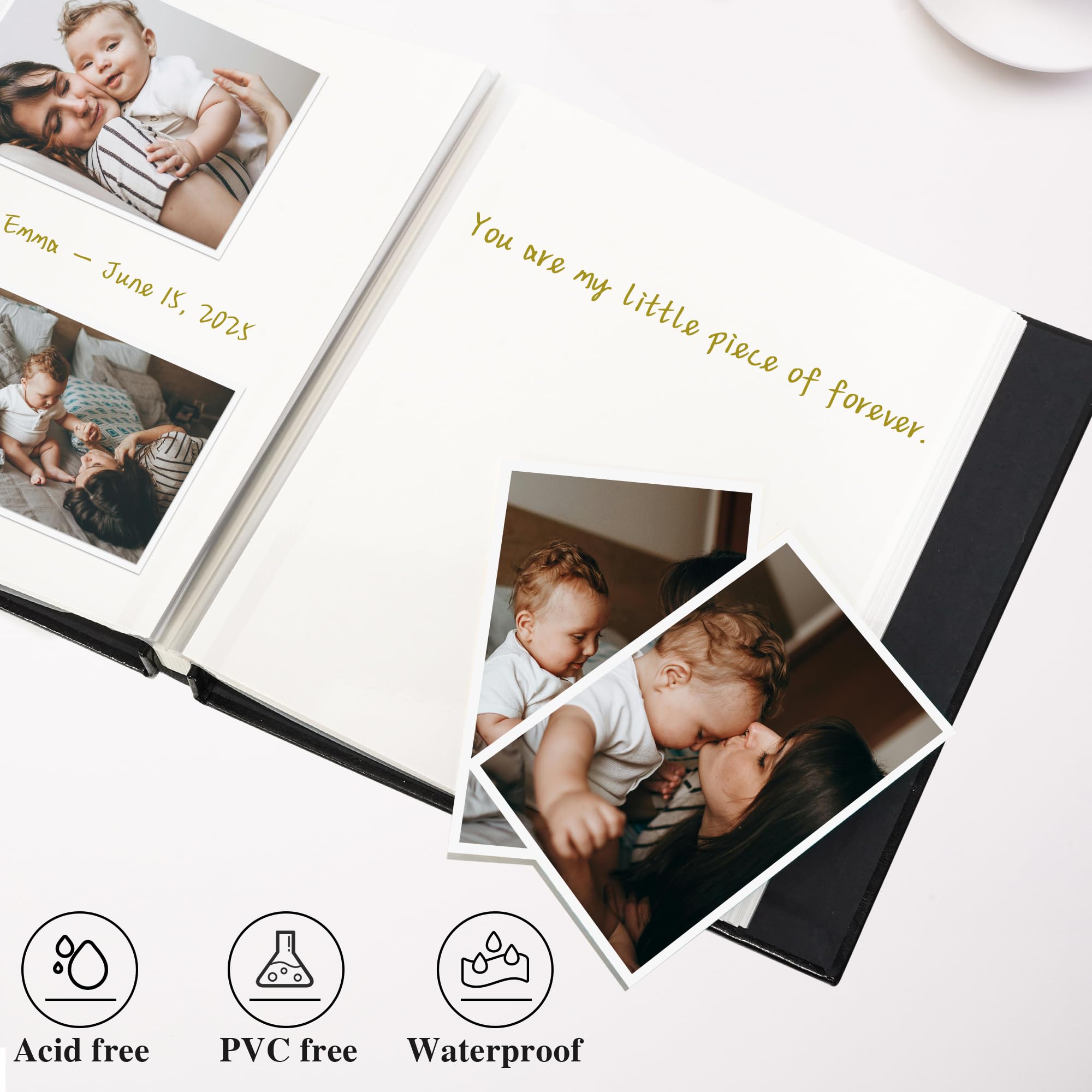 Vienrose Großes Selbstklebendes Fotoalbum mit Fenster – Dunkelgrün – Fotobuch zum Selbstgestalten – 30 Blätter (60 Seiten) für 10x15 13x18 20x25 Bilder – Scrapbook Album Baby Hochzeit DIY