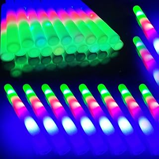 KitchenGenie 68 Pack LED Foam glow sticks, glow sticks for wedding with 3 Modes Colorful Flashing, Glow Stick Bulk Party Pack for Wedding, Raves, Concert,Camping, Sporting Events, Pool Party