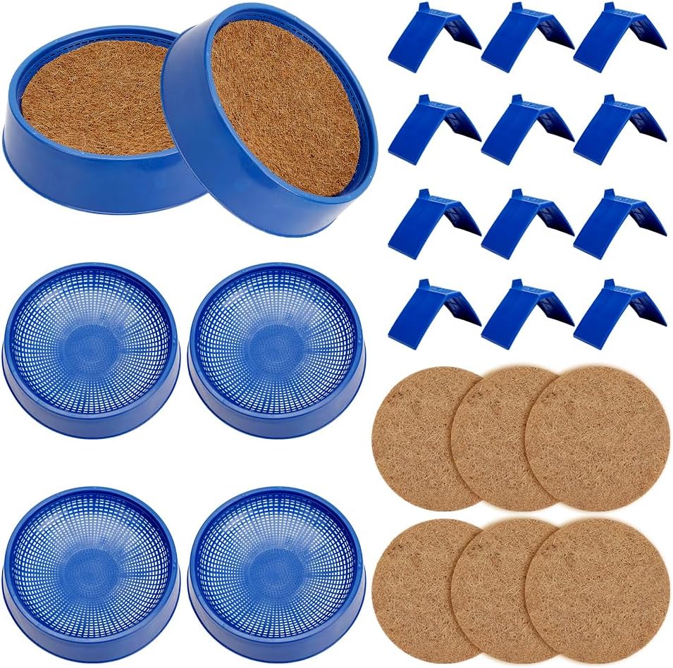 24Pcs Pigeon Supplies Set 6Pcs Plastic Pigeon Nest Bowl with 12Pcs Dove Rest Stand 6Pcs Round Coconut Fibre Pigeon Nest Mat for Parakeet Chicken Pigeon Hatching Bedding Accessories
