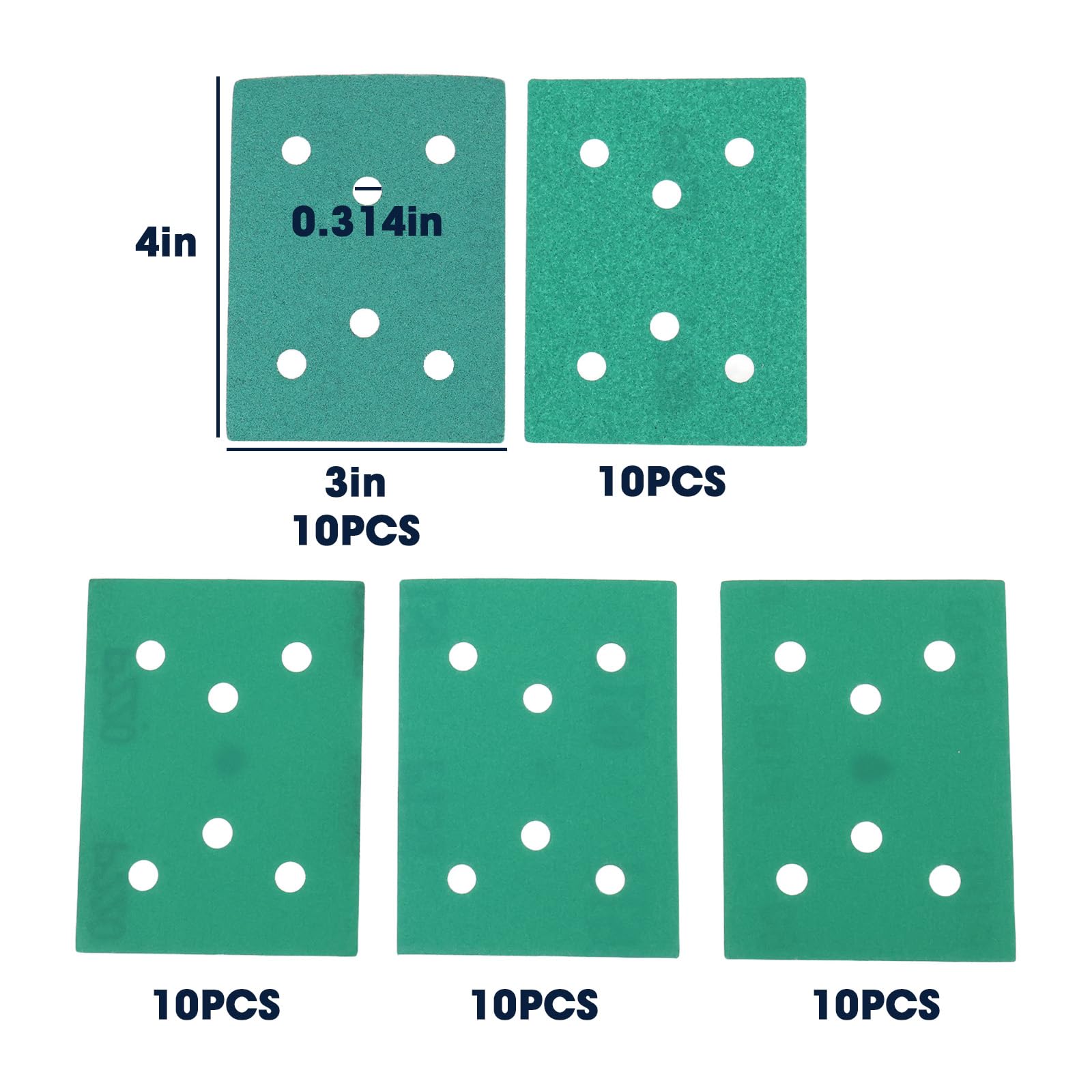 LT Easiyl 50pcs 3x4inch 6-Hole Assorted Grit Sanding Sheets 80/120/150/180/220 Grit Compatible with Surfprep Compatible with Uneeda Ekasand - Image 4