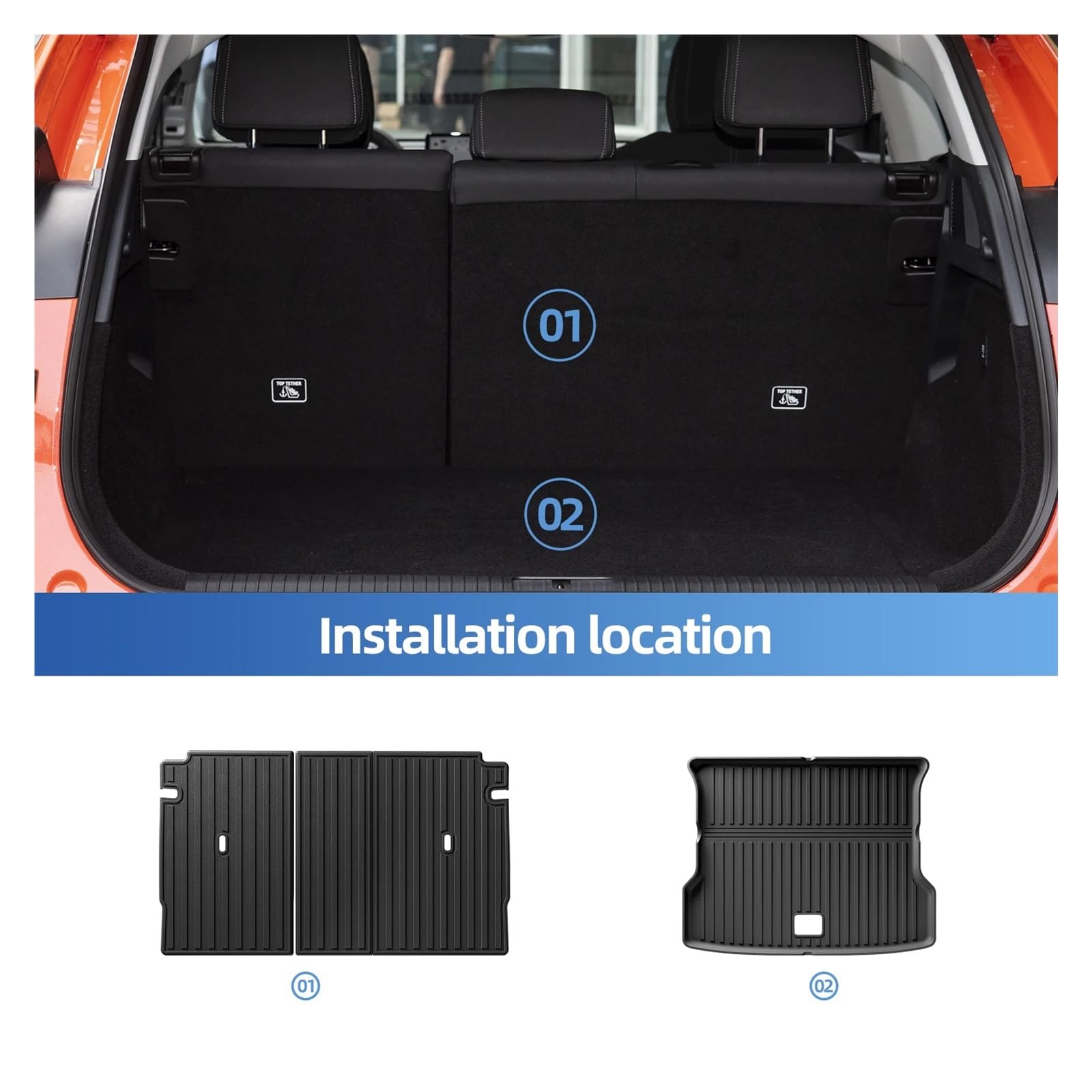 Compatible with Xpeng G6 Car Floor Mats Cargo Liner Trunk Pad TPE 3D Foot Mat Waterproof Tray Set — view 4