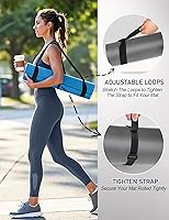 Vista 4 de MRZZATA Correa para transportar esterilla de yoga - Correa gruesa y ancha ajustable para transportar la esterilla o para estiramiento, negra