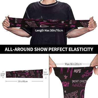 Ribbon Breast Cancer Awareness UV Protection Cooling Arm Sleeves Perfect for Cycling Driving Running Basketball Men & Women