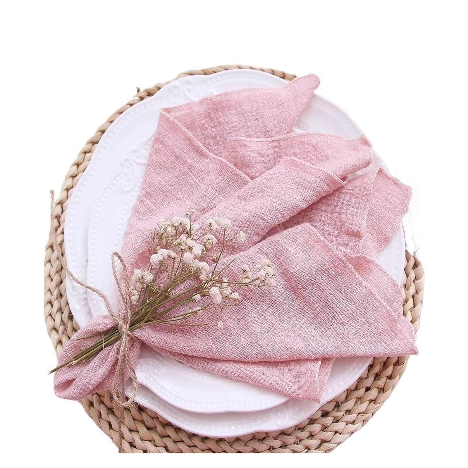 Linen Napkins Cotton Gauze Fabric Napkins Blue 10pcs