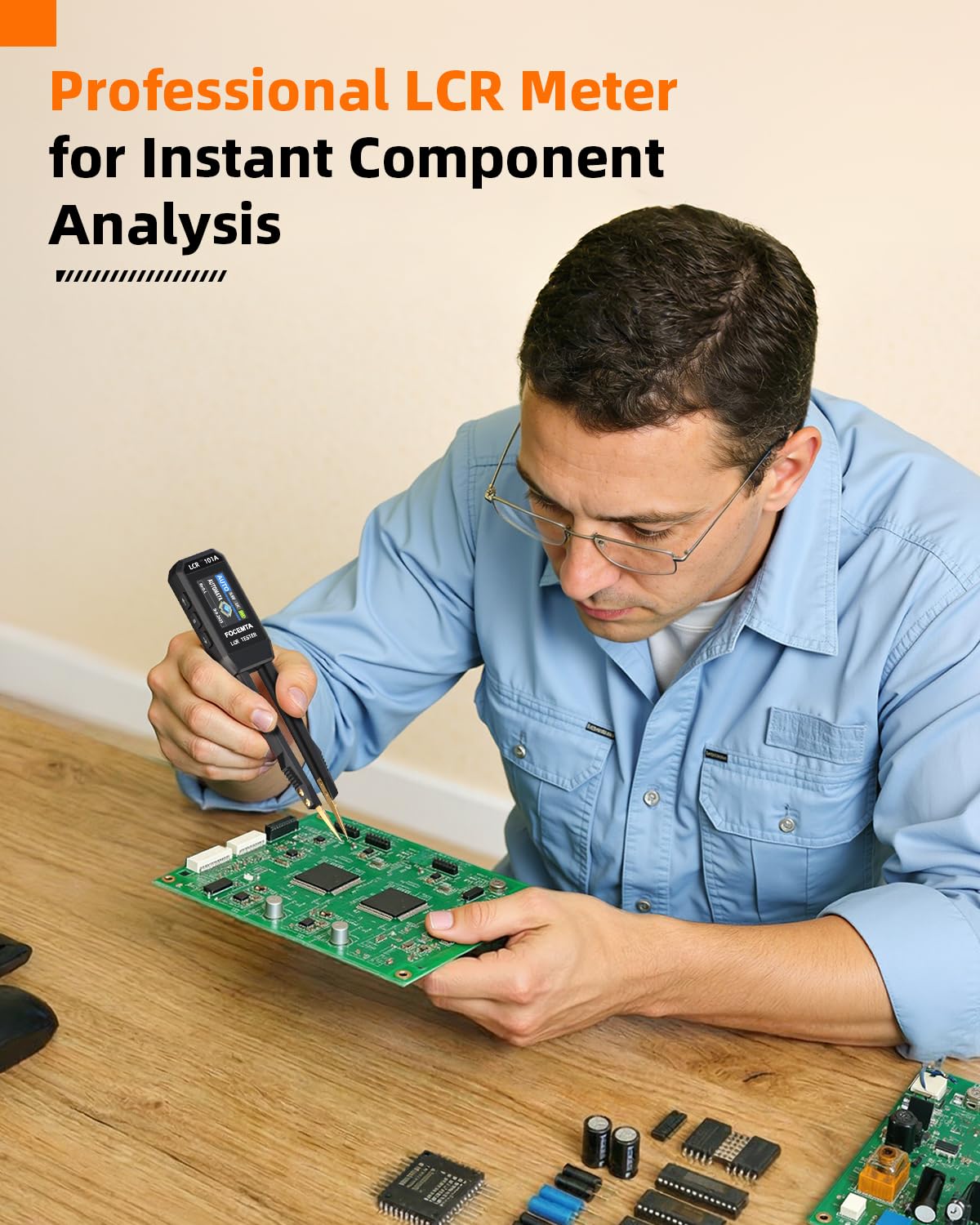 Precision LCR-101A Meter Handheld - Digital LCR Meter Measures Capacitance Inductance Resistance with Auto Component Recognition Electronic Component Analyze