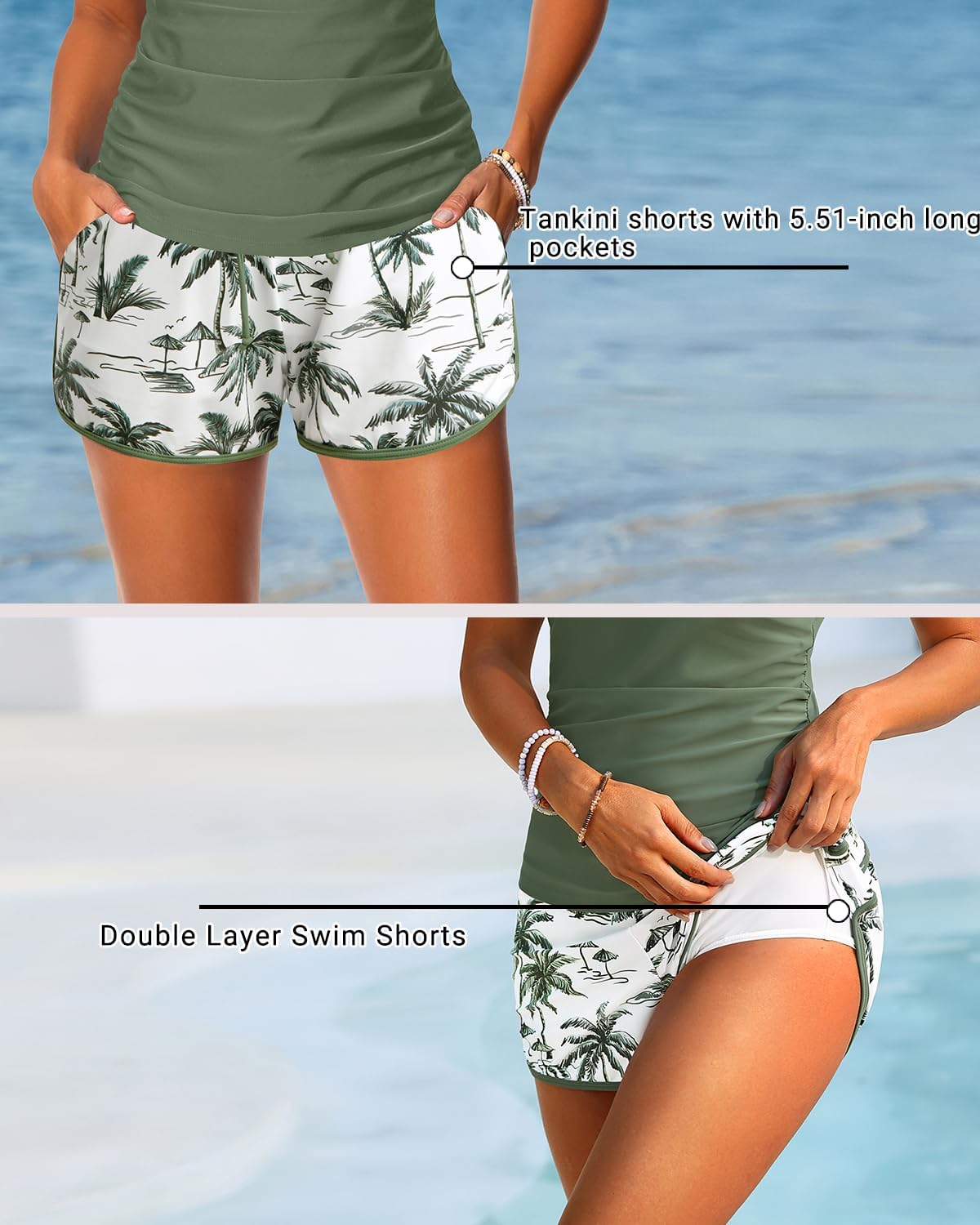 Aqua Eve Women Tankini with Shorts - Tummy Control Two Piece Swimsuit High Neck Bathing Suit with Pockets 2025 Swimwear - Image 5