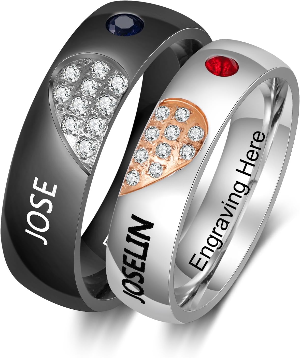 Personalized Promise Rings for Couples Matching Rings for Couples Rings Set His and Hers Wedding Ring Sets