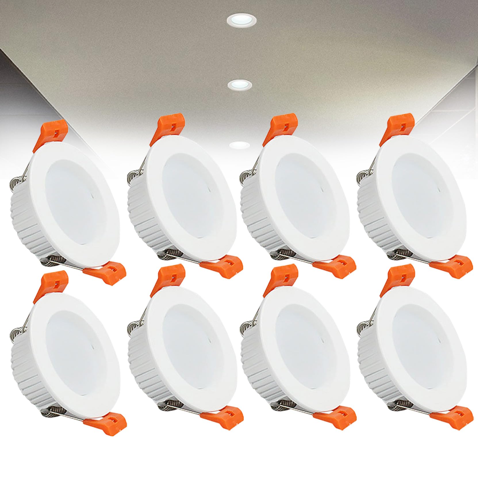 5W LED Recessed Ceiling Spotlights, 6000K Cold White Ultra Slim Panel Light, Cut Φ70-75mm, AC110-240V Round Downlights for Living Room Office, 8 Pack