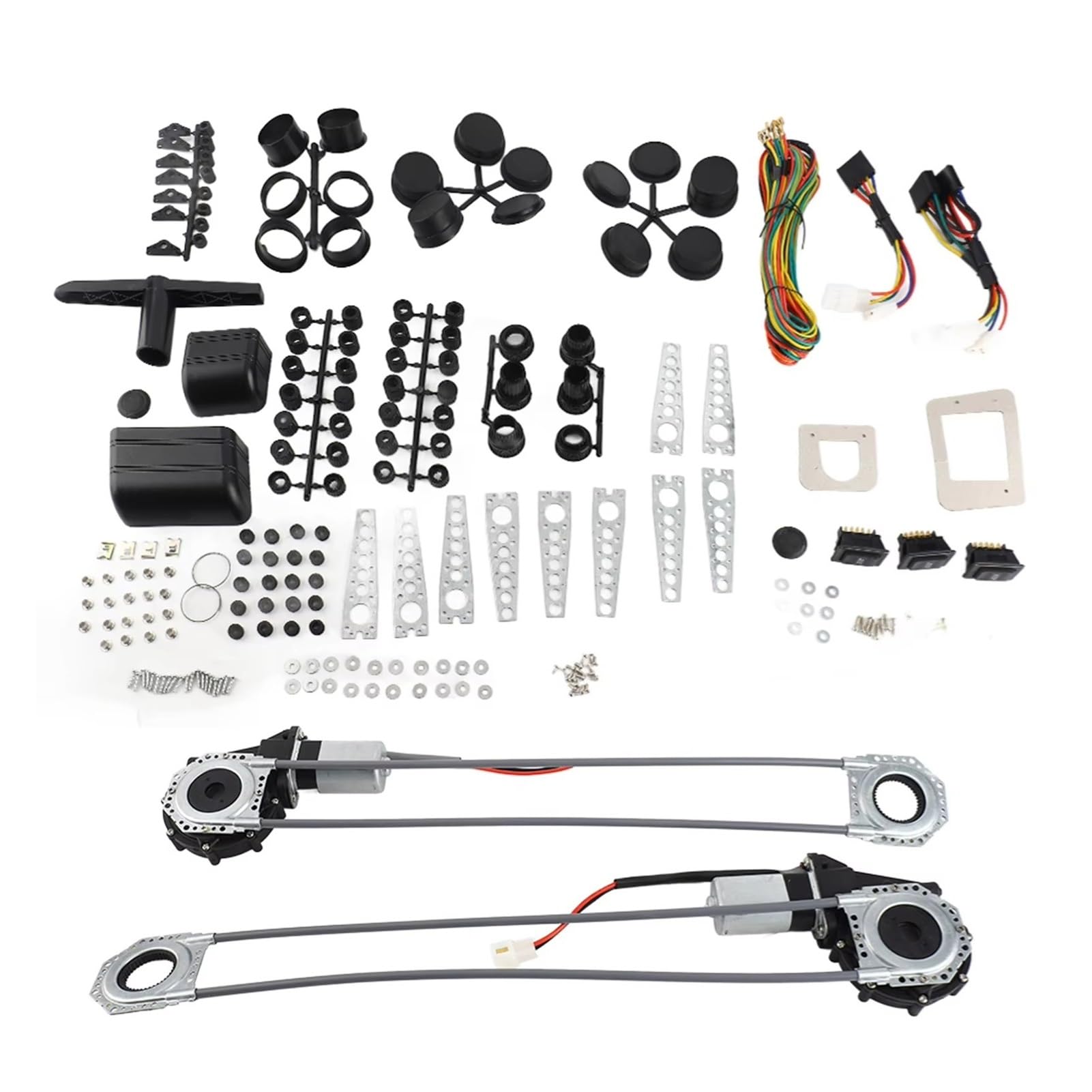 Hhfksci Power Window Regulator 12V Universal Electric Power Window Lift Regulator Conversion Motor Kit for 2 Door Pickup SUV Truck Van Car