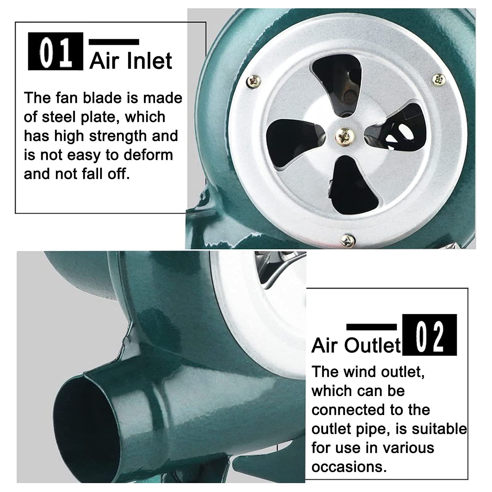 Ventilatore Elettrico a velocità Variabile 220V con Regolatore, Ventilatore per Camino Barbecue - Ventilatore Centrifugo per Barbecue