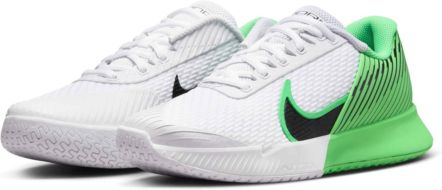 NikeCourt Air Zoom Vapor Pro 2 Women's Hard Court Tennis Shoes (DR6192-105, White/Poison Green/Black) Size 5.5