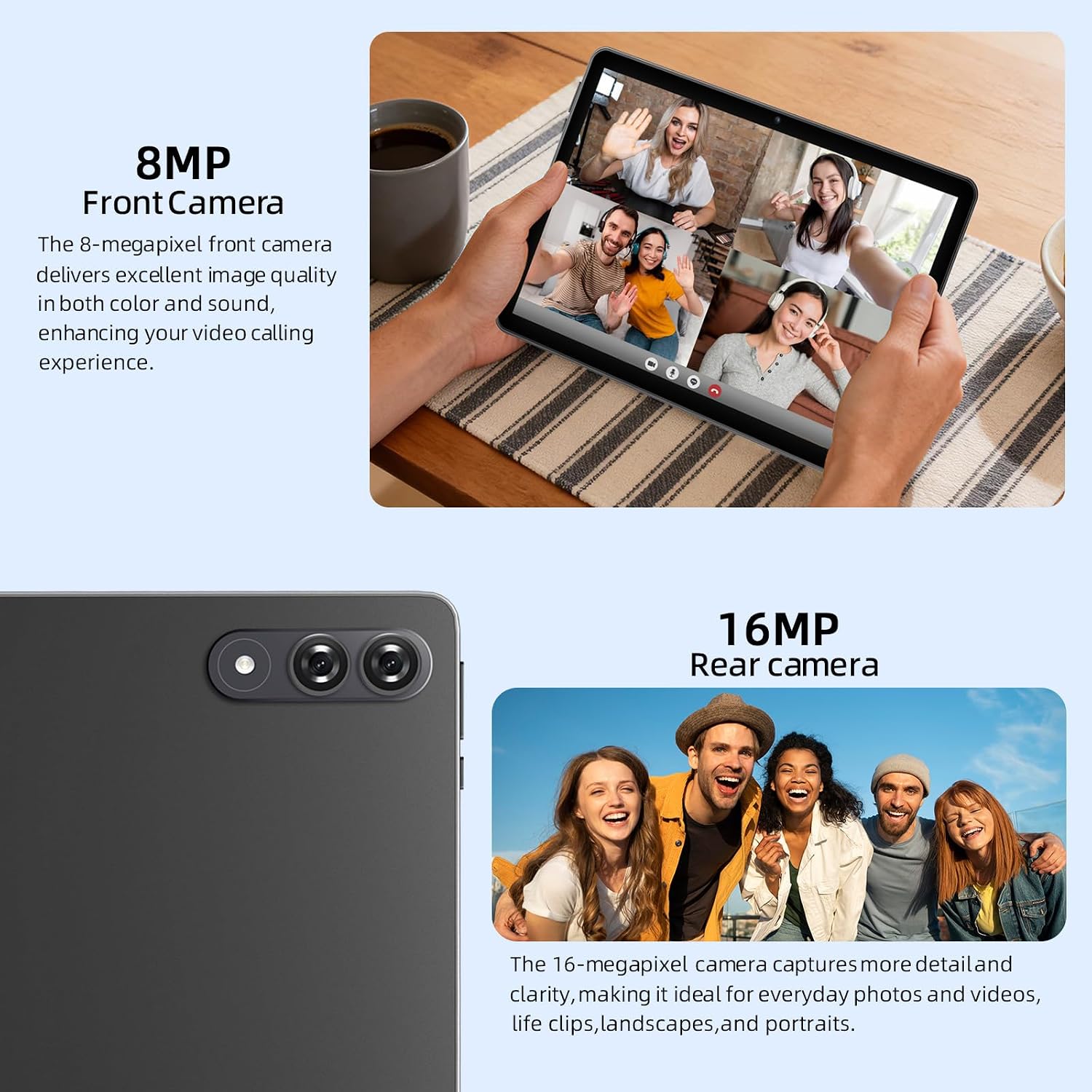 Android 16 Tablet with Gemini AI, 11 Inch Tablets with Octa Core Processor, 32GB RAM 128GB ROM 2TB Expand, 16MP+8MP, 1920x1200 IPS HD Display, Widevine L1, 8000mAh Battery, GPS, Face ID, WiFi 6