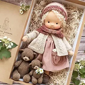 Handmade Waldorf Doll, Vintage Crocheted Doll