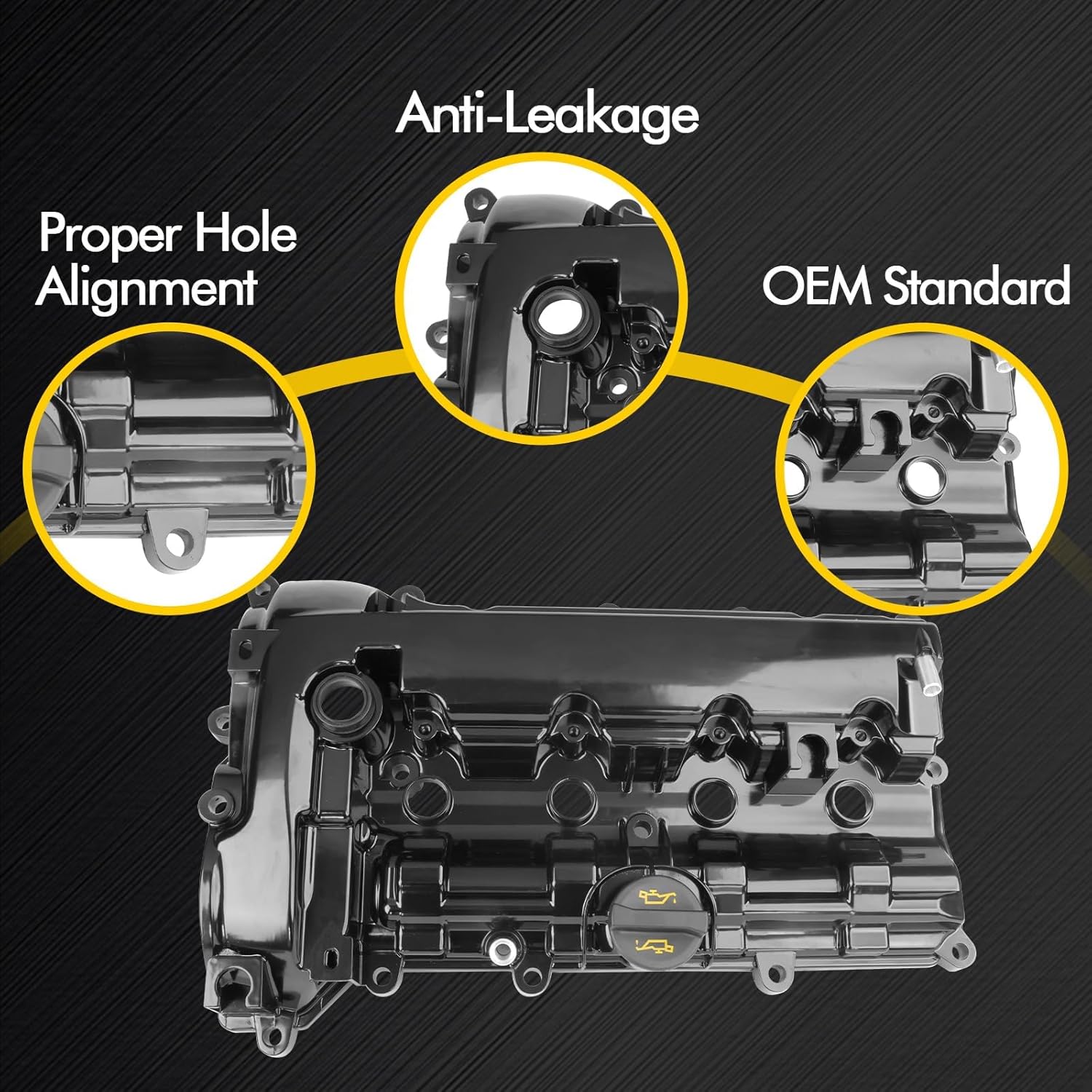 Aluminum Engine Valve Cover Compatible with 2013-2022 Mazda 3 CX-3 CX-5 2.0L L4 Gas Replace PE7W10210 PE0210210