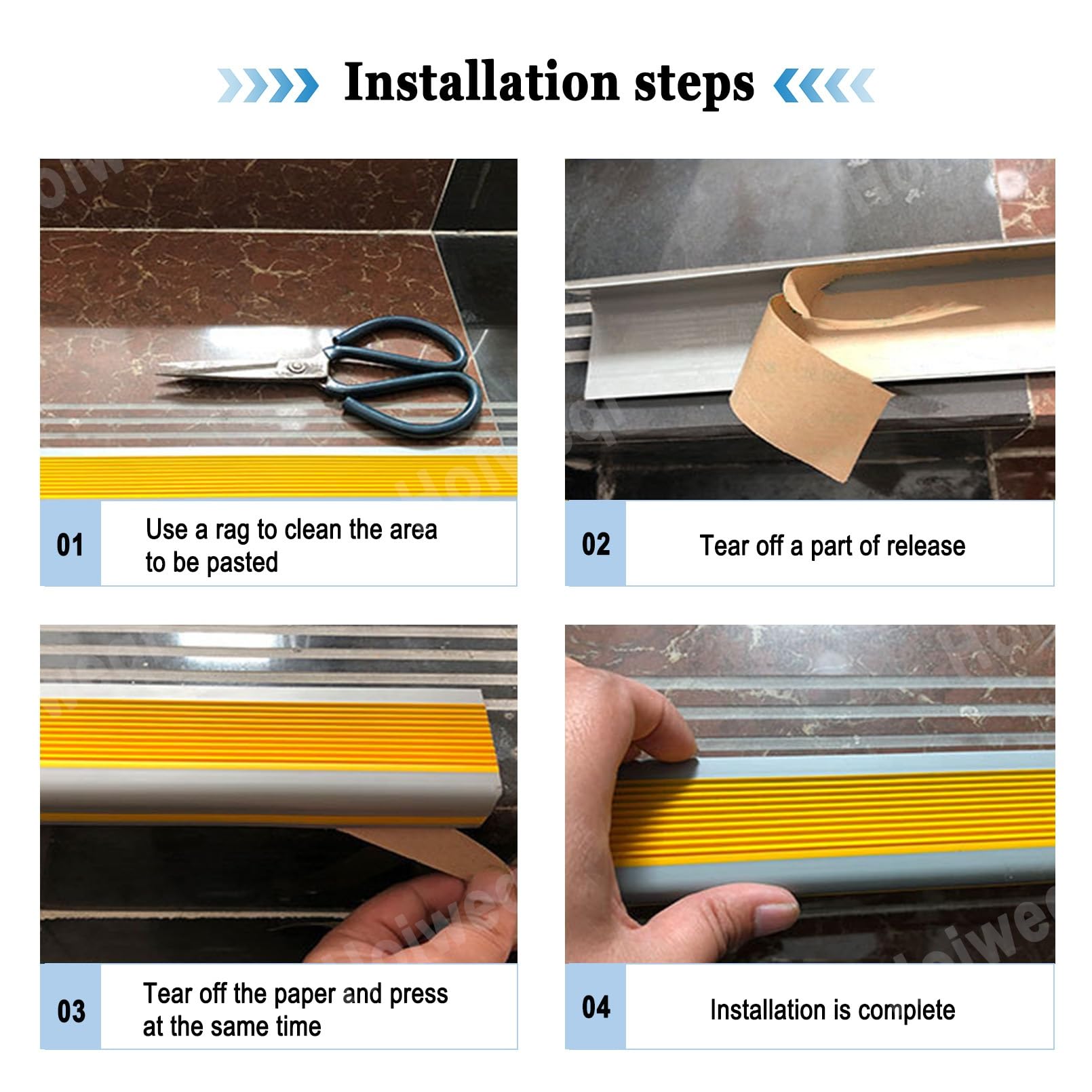 Perfil de Escalera de PláStico Autoadhesivo, Tiras Antideslizantes Para Peldaños, Para Escalones de Escaleras Y Borde de Piscina, Autoadhesivo de Borde Para Escaleras En Forma de L(Grayish blue,2.5m/9