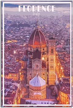 SDFSD Florence Italy Vintage Travel Poster Scenery Decorative Posters Modern Bedroom Office Family Canvas Art Poster Picture Painting Posters Wall Decor Art Gift 12x18inchs30x45cm