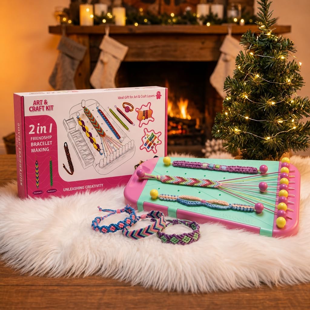 Friendship Bracelet Making Kit for Kids Ages 6-12 with Loom Board & Beads