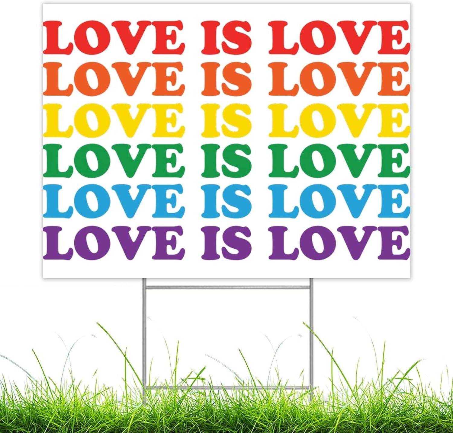 Love is Love Rainbow Pride Yard Sign with Stake Love is Love Equality Rainbow Lesbian LGBTQ Yard Signs Gay Pride Parade Awareness Patio Lawn Garden Outdoor Decor Yard Signs 18X24In