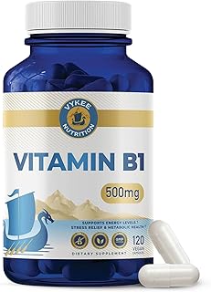 Vykee Nutrition Vitamin B1 (Thiamine) Capsules – Supports Energy Metabolism & Nervous System Health – Vegan, Non-GMO, Gluten-Free – 500 mg, 120 Count