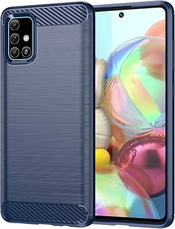Case for Samsung A71 4G Galaxy A71 4G Carbon Fiber Phone Case Soft TPU Anti-Slip Durable Lightweight Protective Phone Cover for Samsung Galaxy A71 4G,Blue