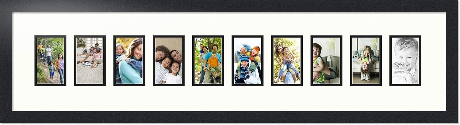 ArtToFrames Collage Photo Frame Double Mat with 10-3x5 Openings with Satin Black Frame and Porcelain mat.
