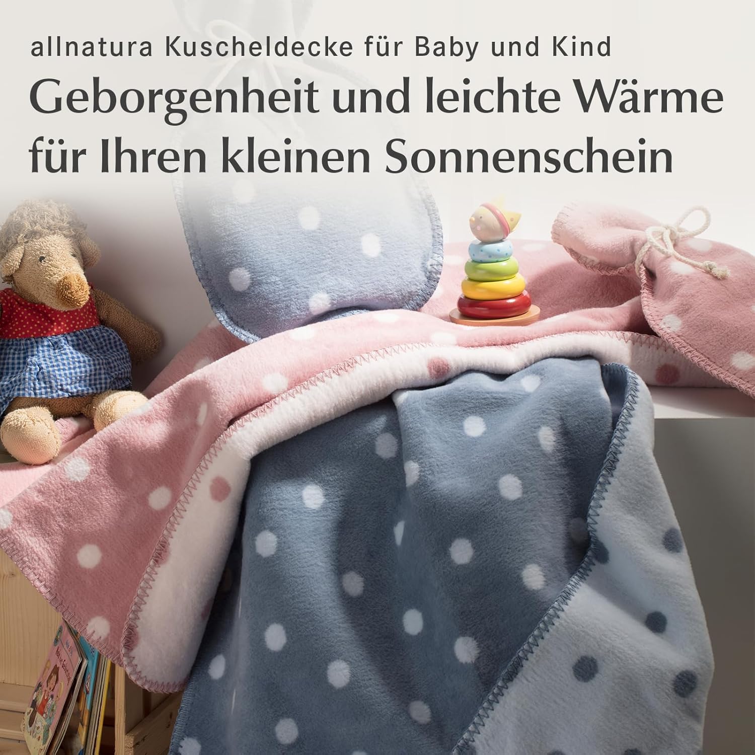 allnatura Manta mullida para niños de verano Cotona Puntino, 75 x 100 cm, fabricada en Alemania, color azul, 100% algodón orgánico sostenible, sin sustancias nocivas, manta para cochecito, cama, suelo