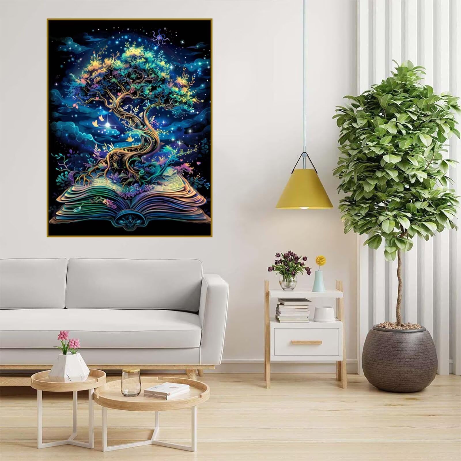 Diamond Painting Baum Malen Nach Zahlen Erwachsene, 5D Diamant Painting Bilder Buch Diamond-painting Mosaikherstellung Bastelset Kinder ab 6 Jahre, Deko Wohnzimmer, Mädchen Geschenke 70x100cm 6X-645
