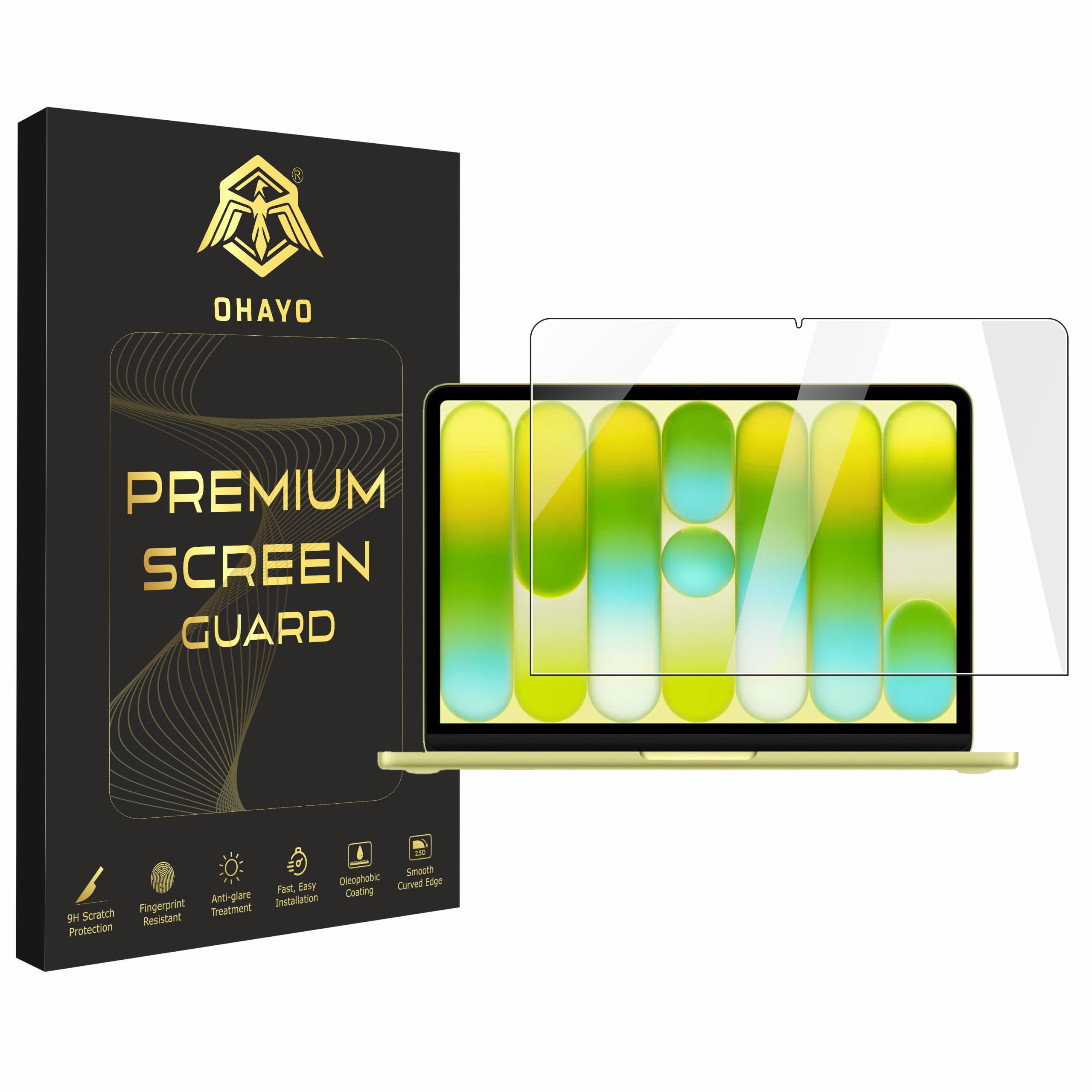 OHAYO Screen Protector Compatible with MacBook Air 13.6 Inch 2022-2026 (Models A2681, A3113, A3240, A3449) Compatible with M2, M3, M4 & M5 Chip MacBook Air Laptop, Military Strength, 9H Hardness, Scratch Resistant, Bubble Free, Anti-Fingerprint, Ultra HD Clear, Not Tempered Glass — Amazon image 10