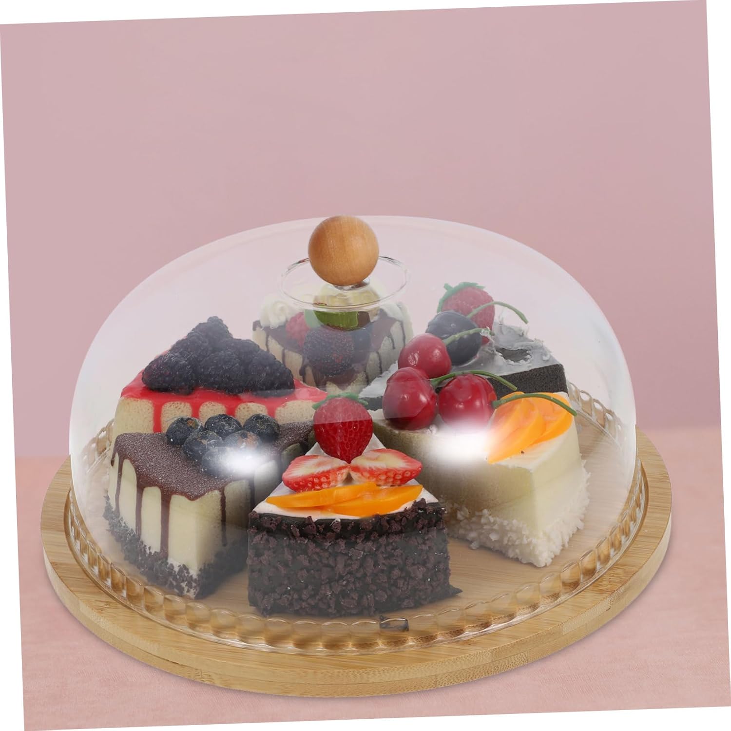 OUNONA 1set Cake Stand Glass Dome Cover Modern Dessert Display for Home Baking Parties and Weddings Elegant Easy to Clean Cake Holder