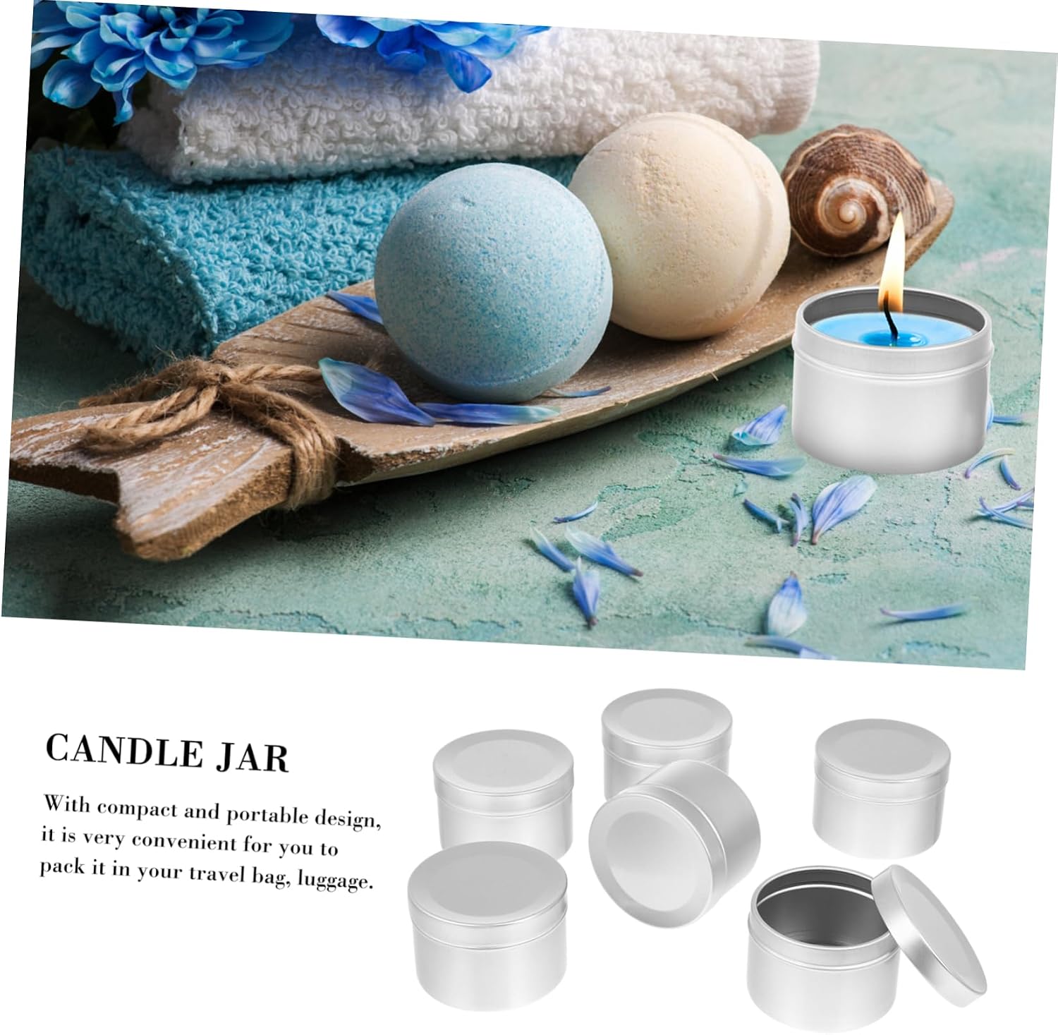 6pcs Aluminum Cans Round Shaped Tins Smooth Surface for Candles Cosmetics Storage