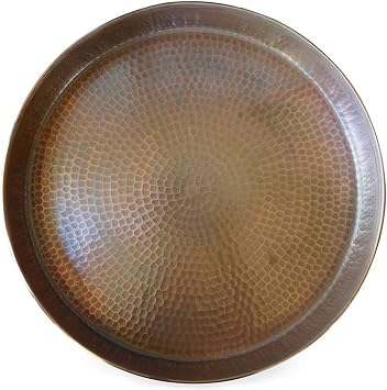 Sertodo Copper Oyster Bar Cart Tray | 14 in Diameter x 1.5 in deep | 100% Pure Copper, Hand Hammered, Heavy Gauge | Elegant Serving | Timeless Durability
