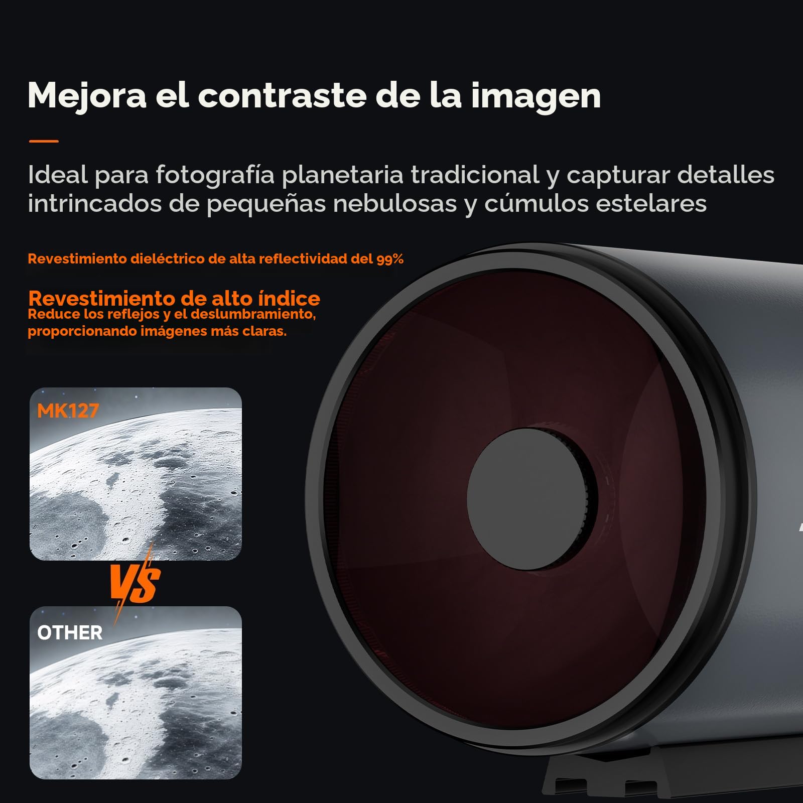 Svbony MK127 Telescopio Astronómico Adultos, 127mm Apertura f/11.8 Telescopio, Maksutov Cassegrain OTA, OTA Catadióptrico de Enfoque de Doble Velocidad para Astronomía Visual y Fotografía Planetaria