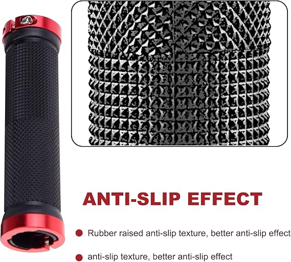 2Pcs Bike Handlebar Grips,Non-Slip Rubber MTB Grips with Aluminum Lock,Professional Bicycle Handle Grips for Mountain Bikes, Scooters, and BMX with Installation Tools