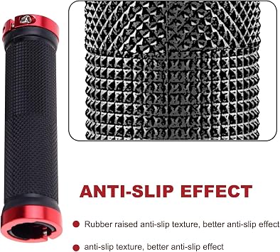2Pcs Bike Handlebar Grips,Non-Slip Rubber MTB Grips with Aluminum Lock,Professional Bicycle Handle Grips for Mountain Bikes, Scooters, and BMX with Installation Tools