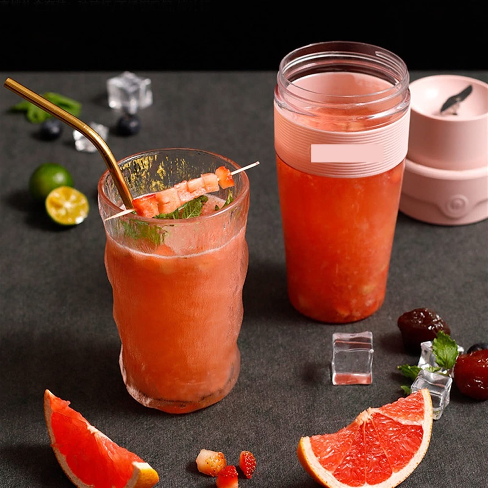 DieffematicJBJ Blender Portable Blender Mini Fruit Juicer Cup 300ML Personal Small Electric Juice Mixer Machine With USB Rechargeable