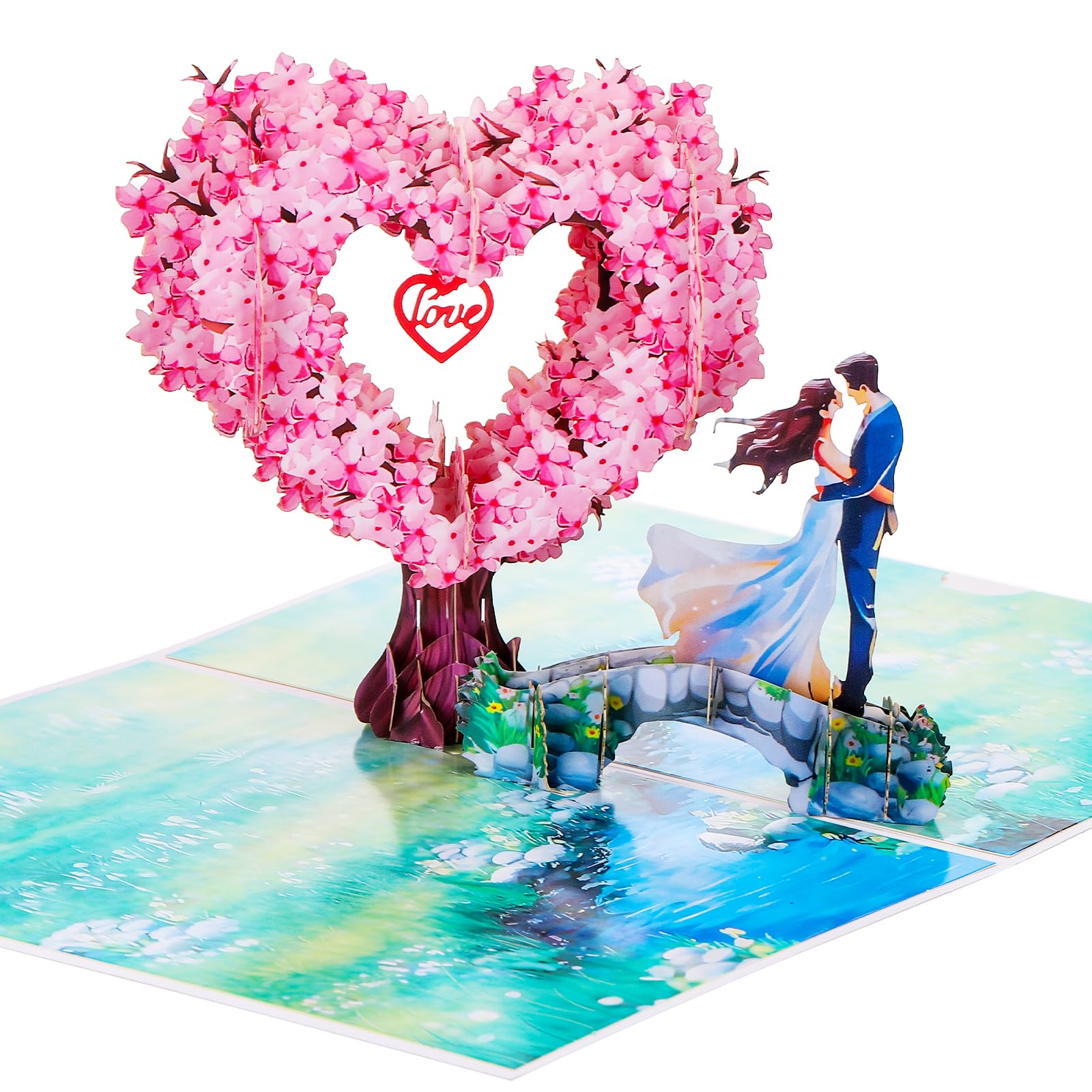 GREETING ART Biglietto pop-up con fiori di ciliegio albero 3D biglietto